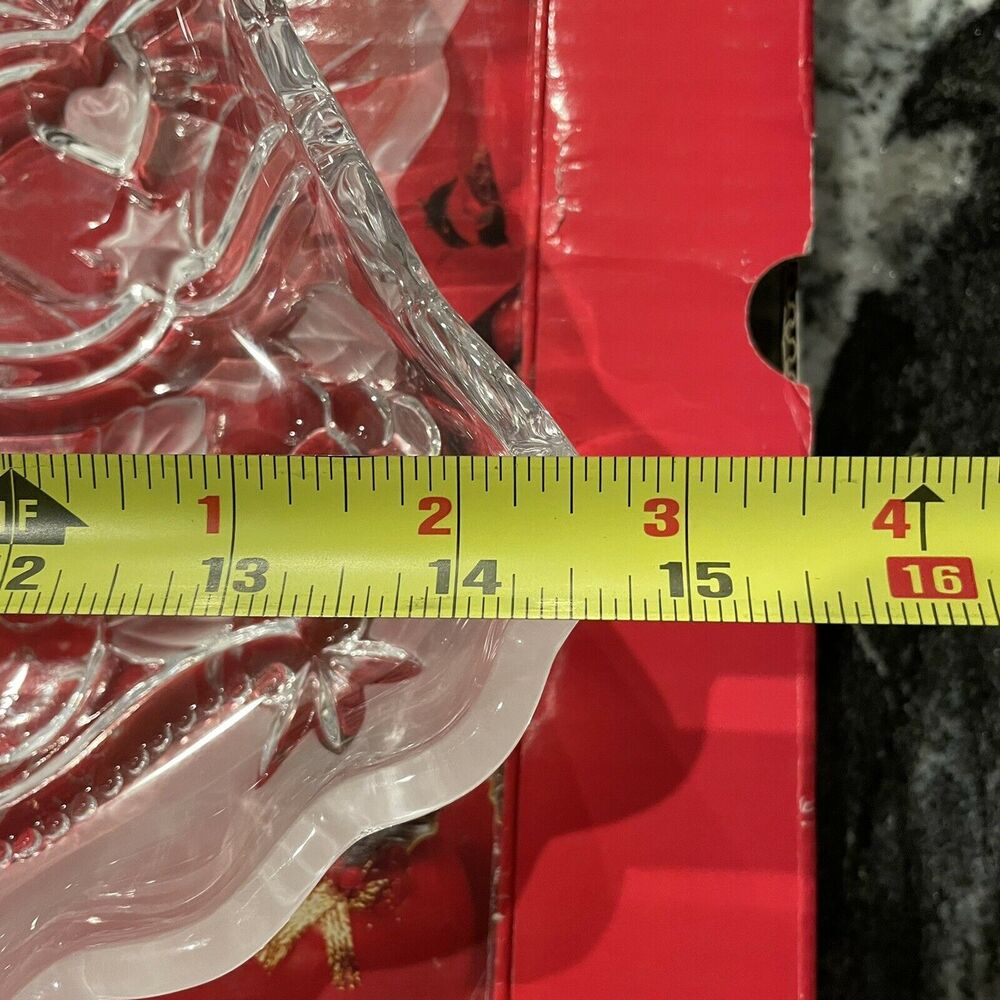 Mikasa Christmas Serving Platter Sleigh Bells Large Glass WY449-601 Japan 15.25" - Picture 9 of 10